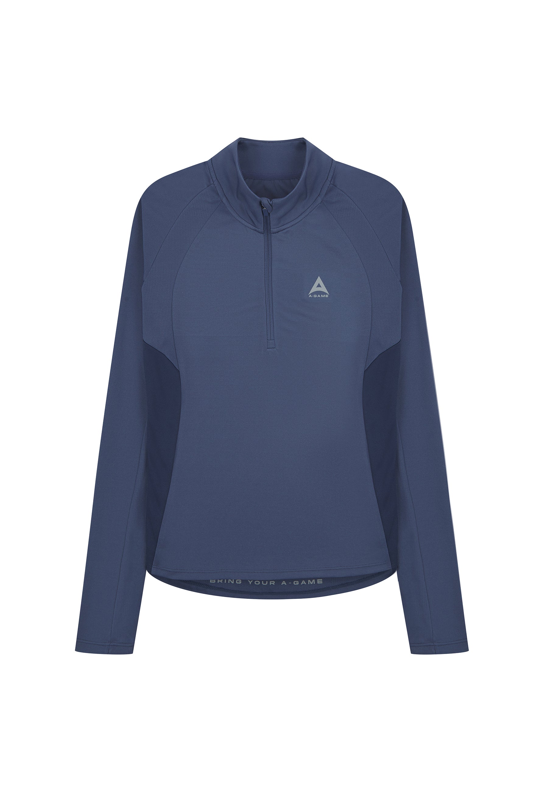 Top da allenamento aderente con zip A-Game Quarter da donna - Blu