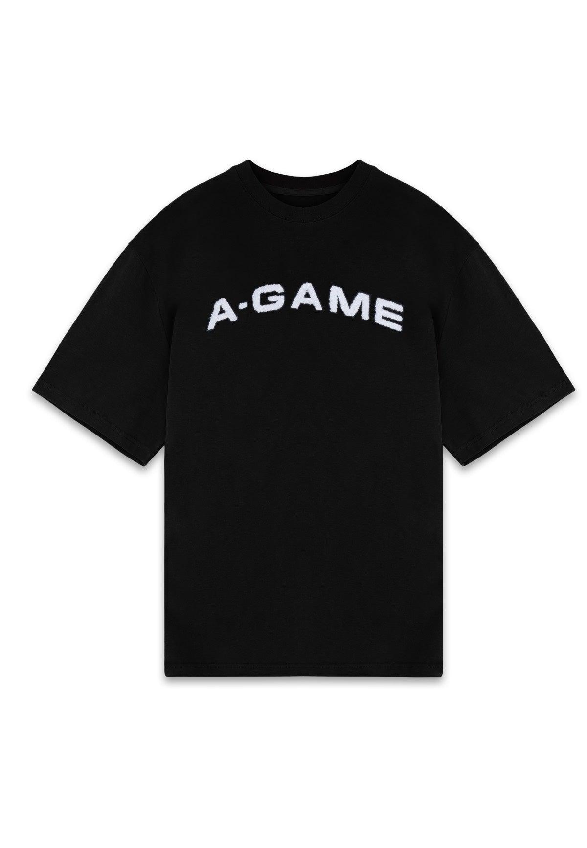 T-shirt rilassata con logo in ciniglia da donna A-Game - Nera