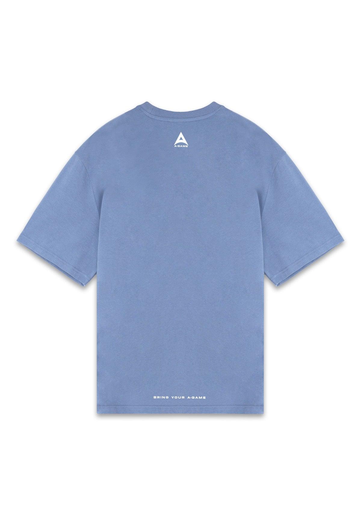 T-shirt rilassata con logo in ciniglia da donna A-Game - Blu elementare