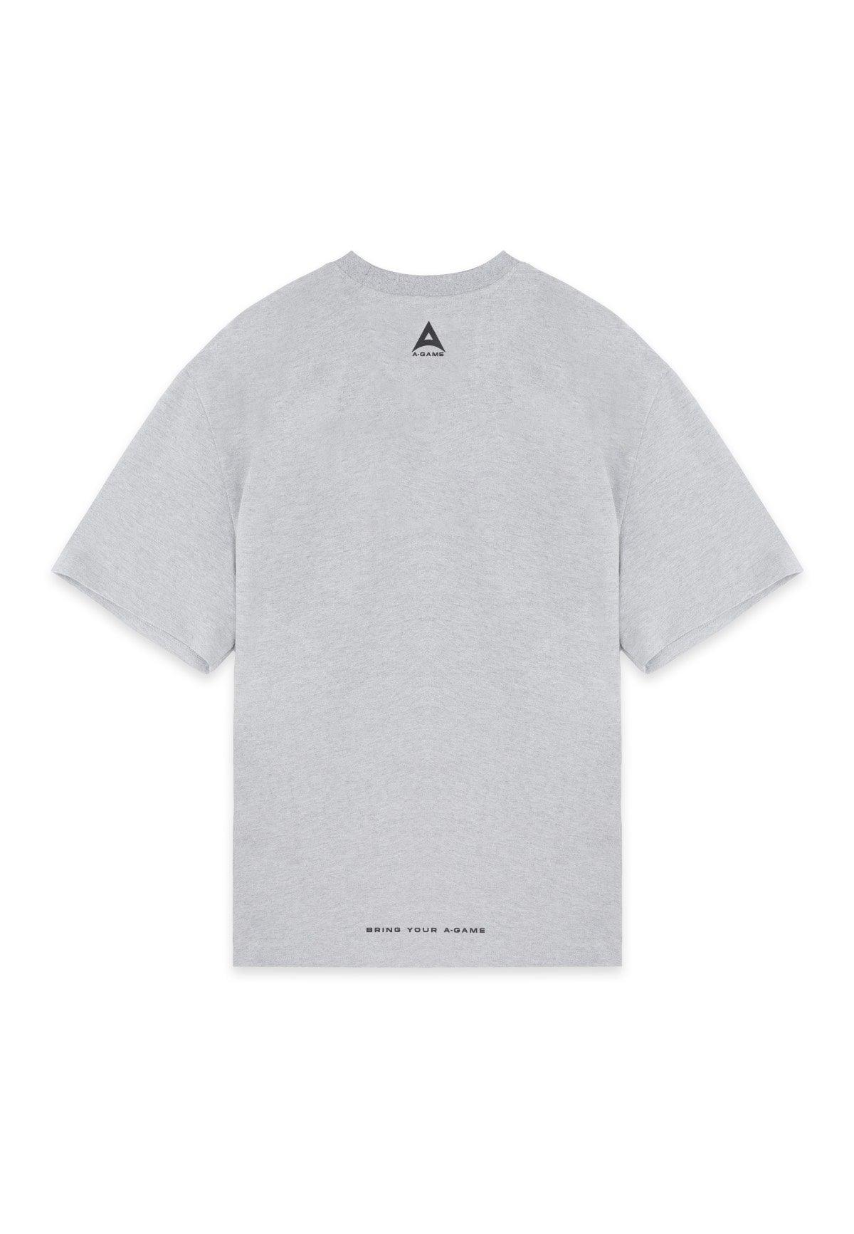 T-shirt rilassata con logo in ciniglia da donna A-Game - Grigio Marl