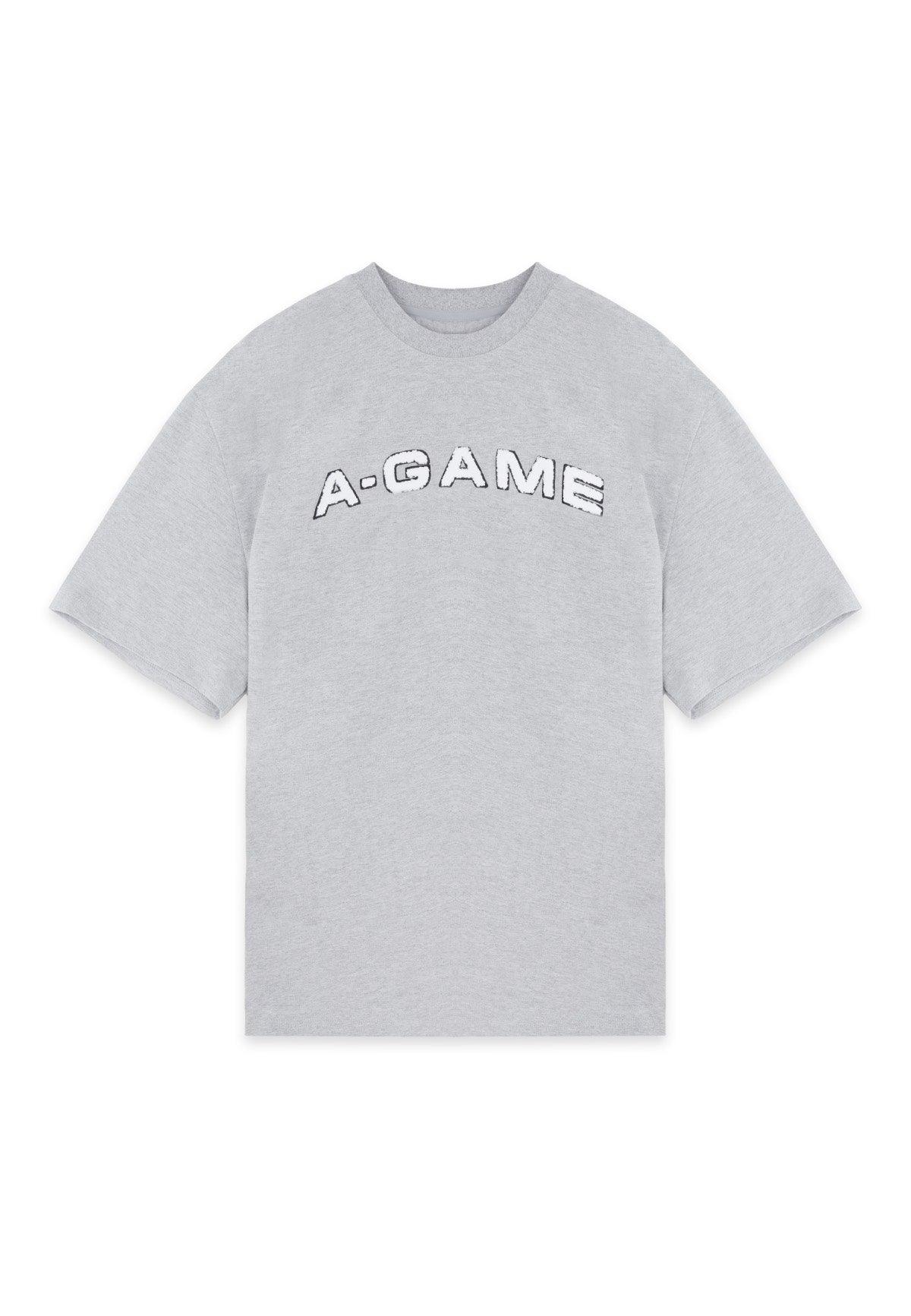 T-shirt rilassata con logo in ciniglia da donna A-Game - Grigio Marl