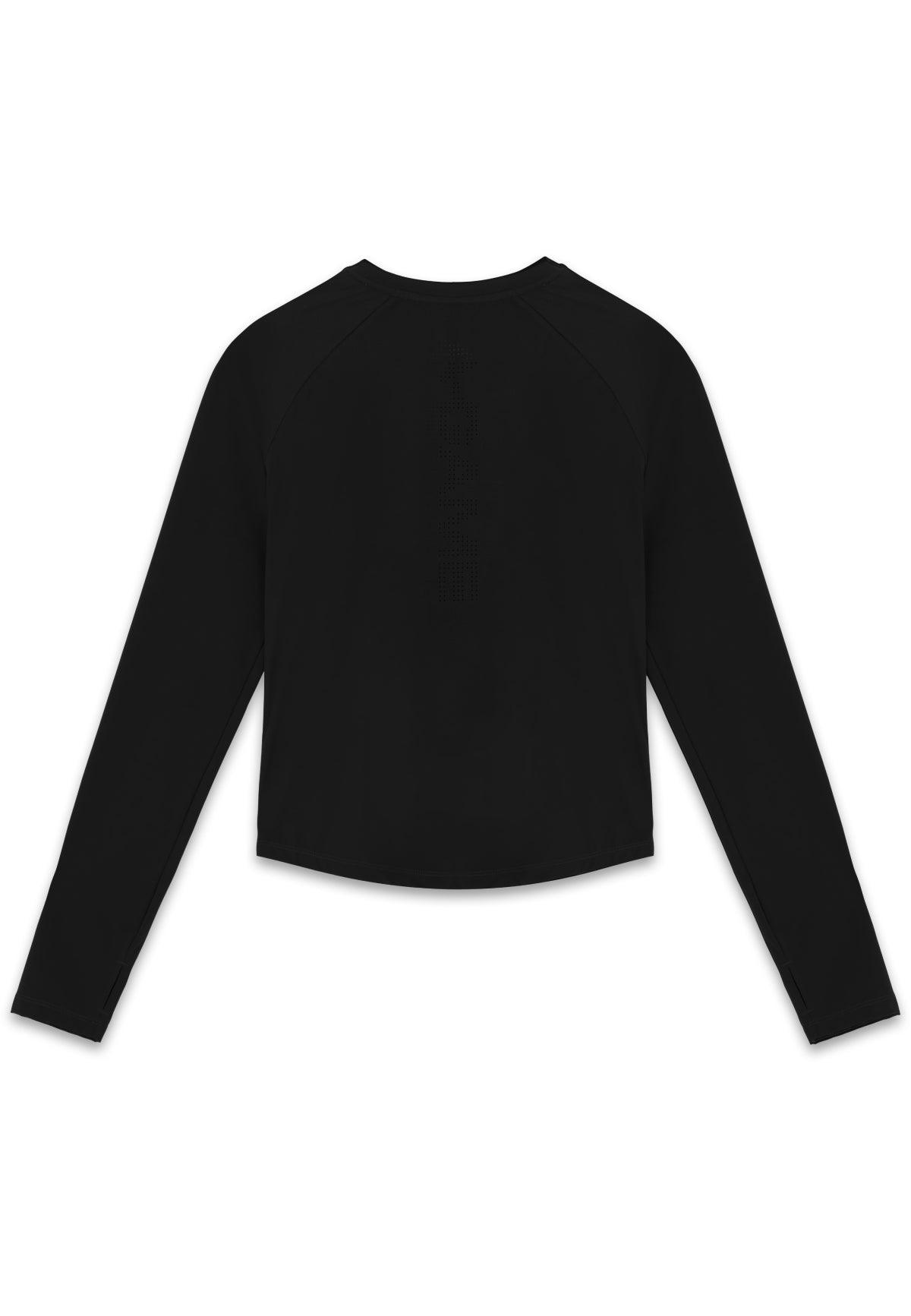 Top da allenamento aderente a maniche lunghe A-Game da donna - Nero