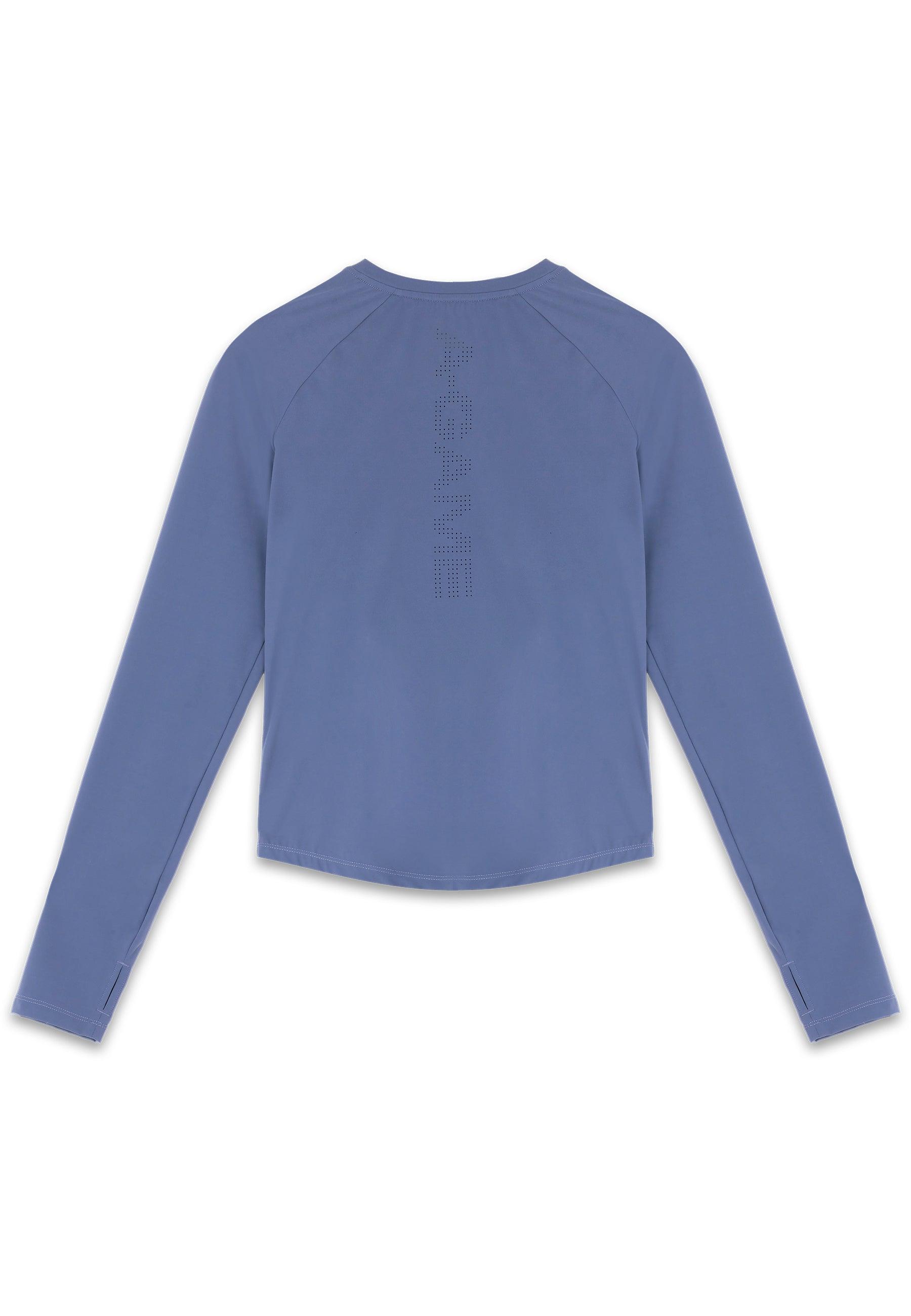 Top da allenamento aderente a maniche lunghe A-Game da donna - Blu