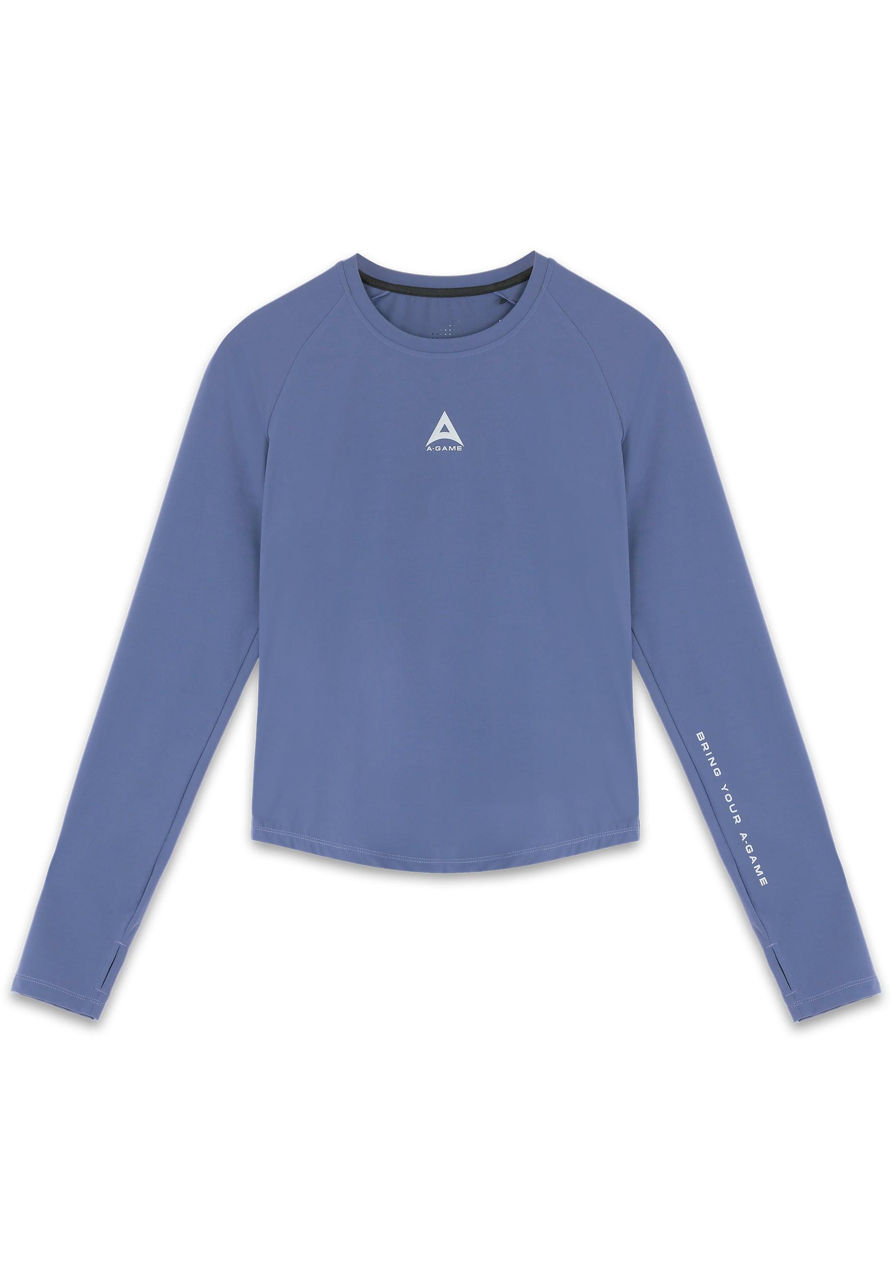 Top da allenamento aderente a maniche lunghe A-Game da donna - Blu