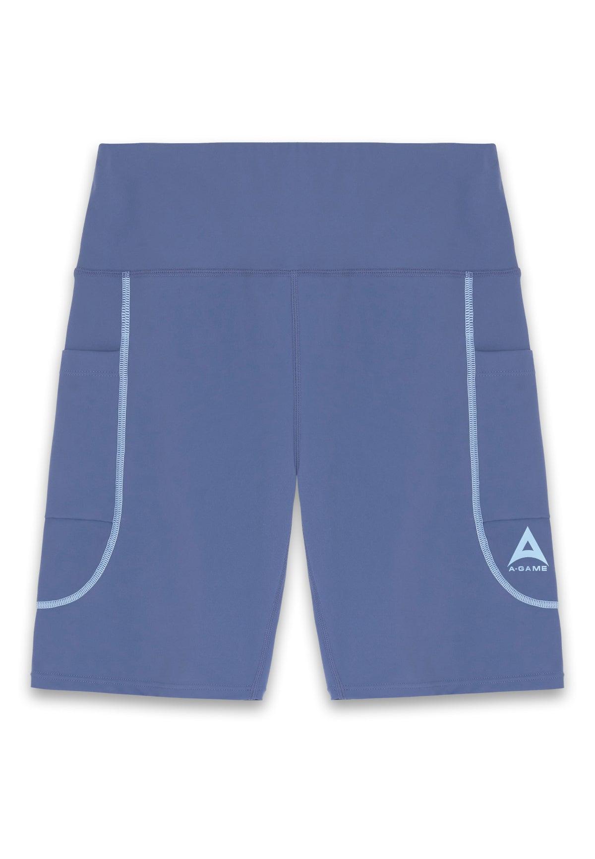 Pantaloncini da motociclista a vita alta A-Game da donna - Blu