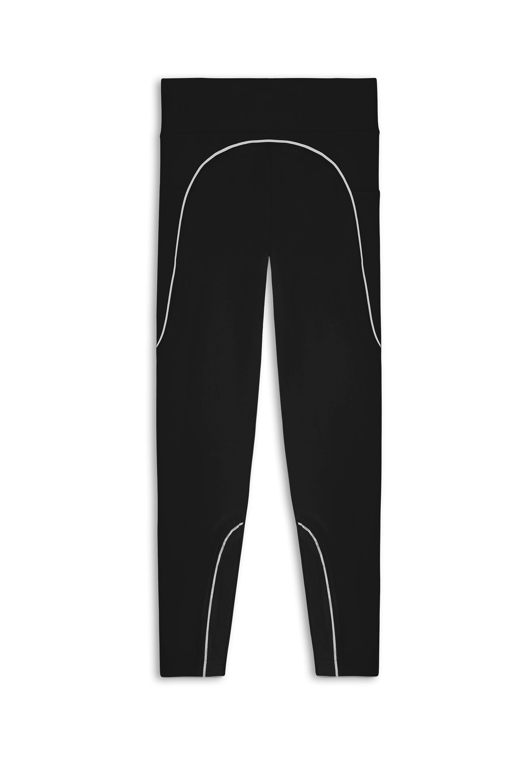 Leggings da corsa riflettenti a vita alta A-Game da donna - Neri