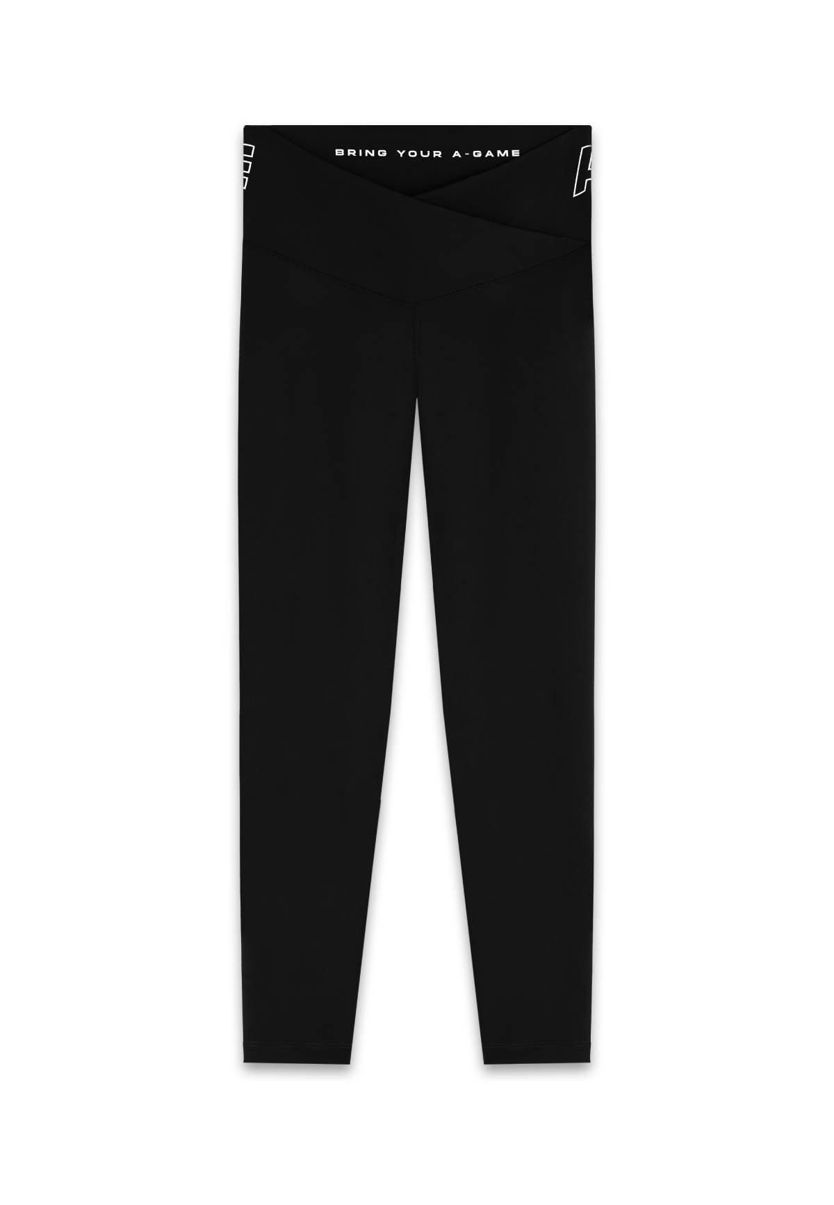 Leggings da yoga avvolti a vita alta A-Game da donna - Neri