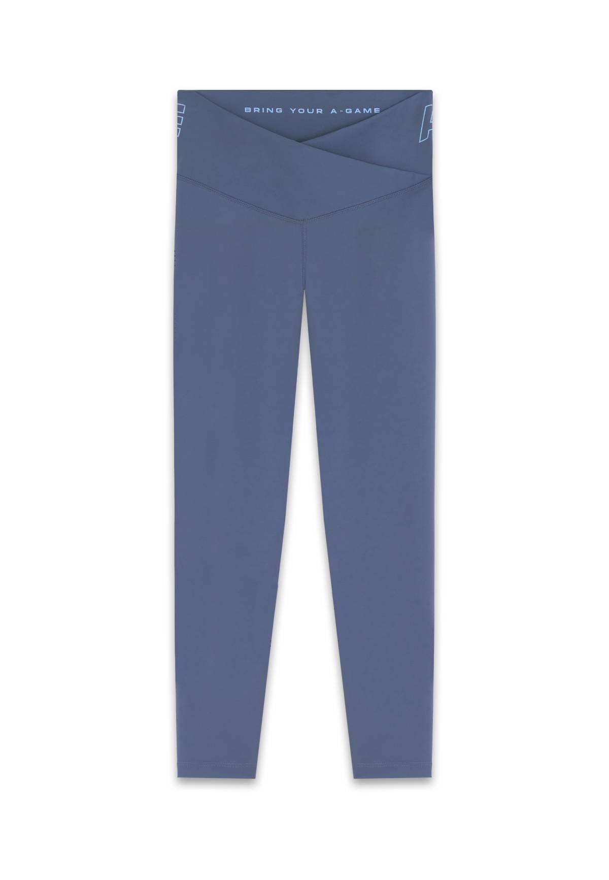 WOMENS A-GAME WRAPPED YOGA LEGGINGS - BLUE