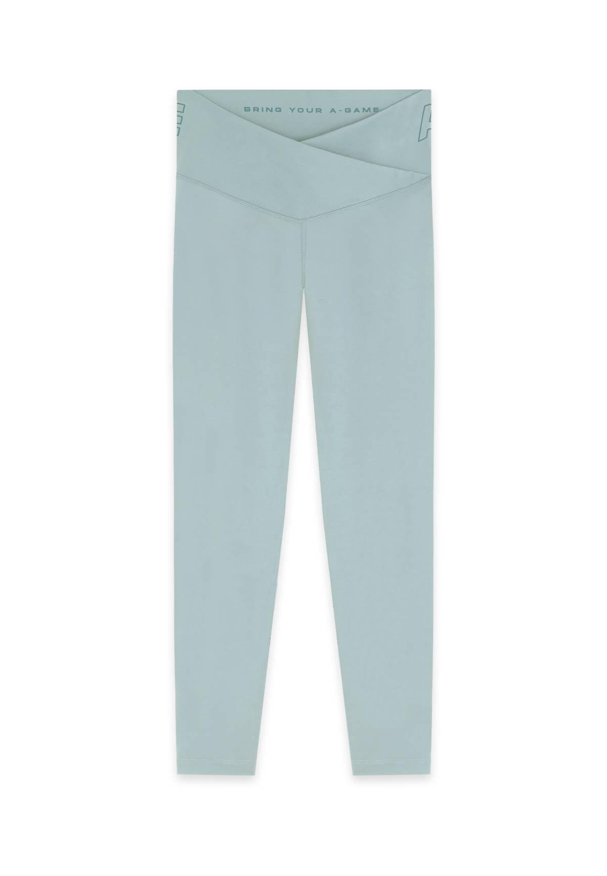WOMENS A-GAME WRAPPED YOGA LEGGINGS - SAGE GREEN