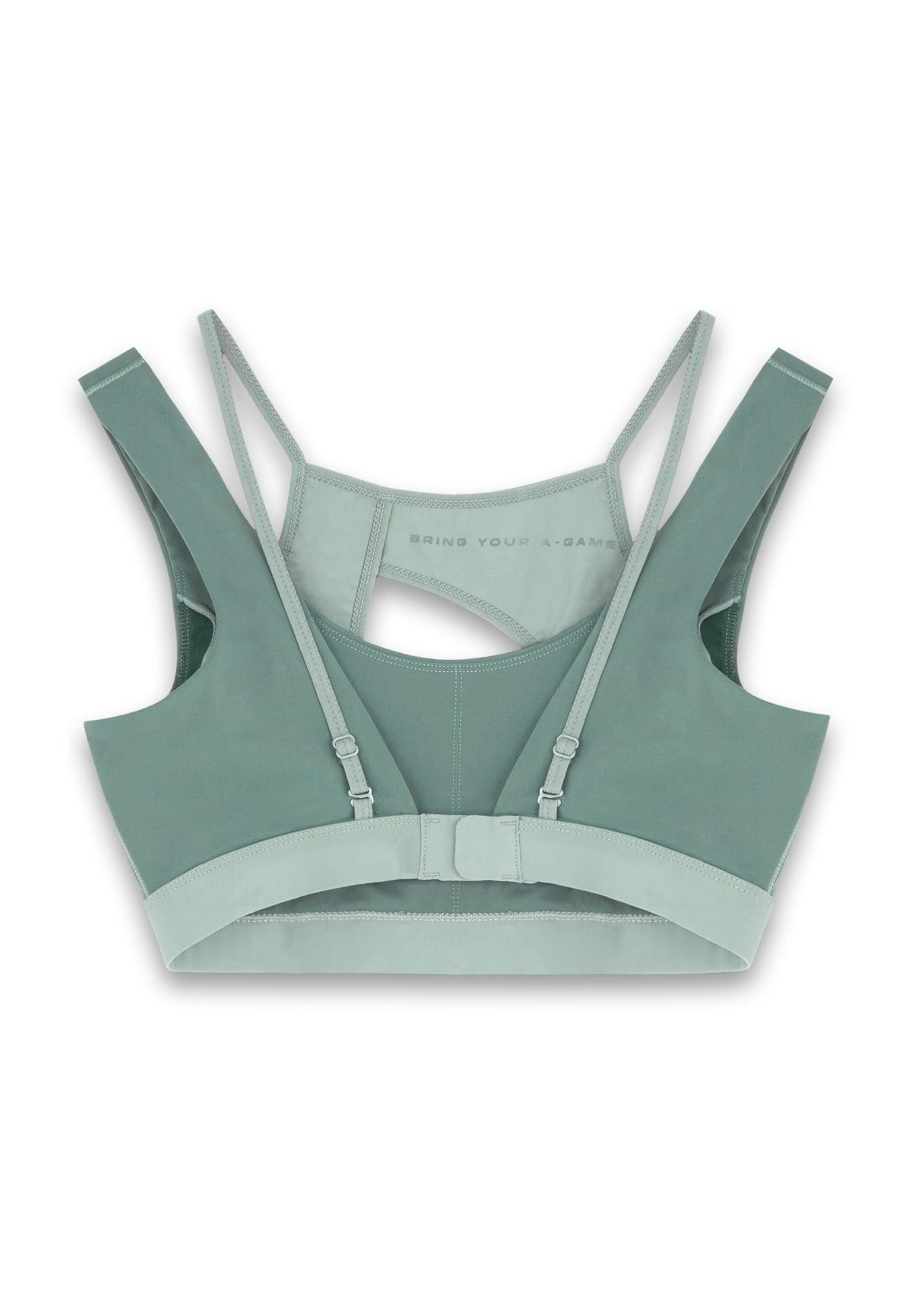 SOUTIEN-GORGE DE SPORT SUPERPOSÉ A-GAME POUR FEMME - VERT MENTHE/VERT FONCÉ