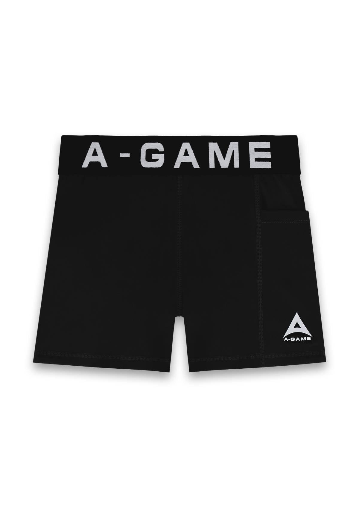 Pantaloncini corti da allenamento con logo A-Game da donna - neri