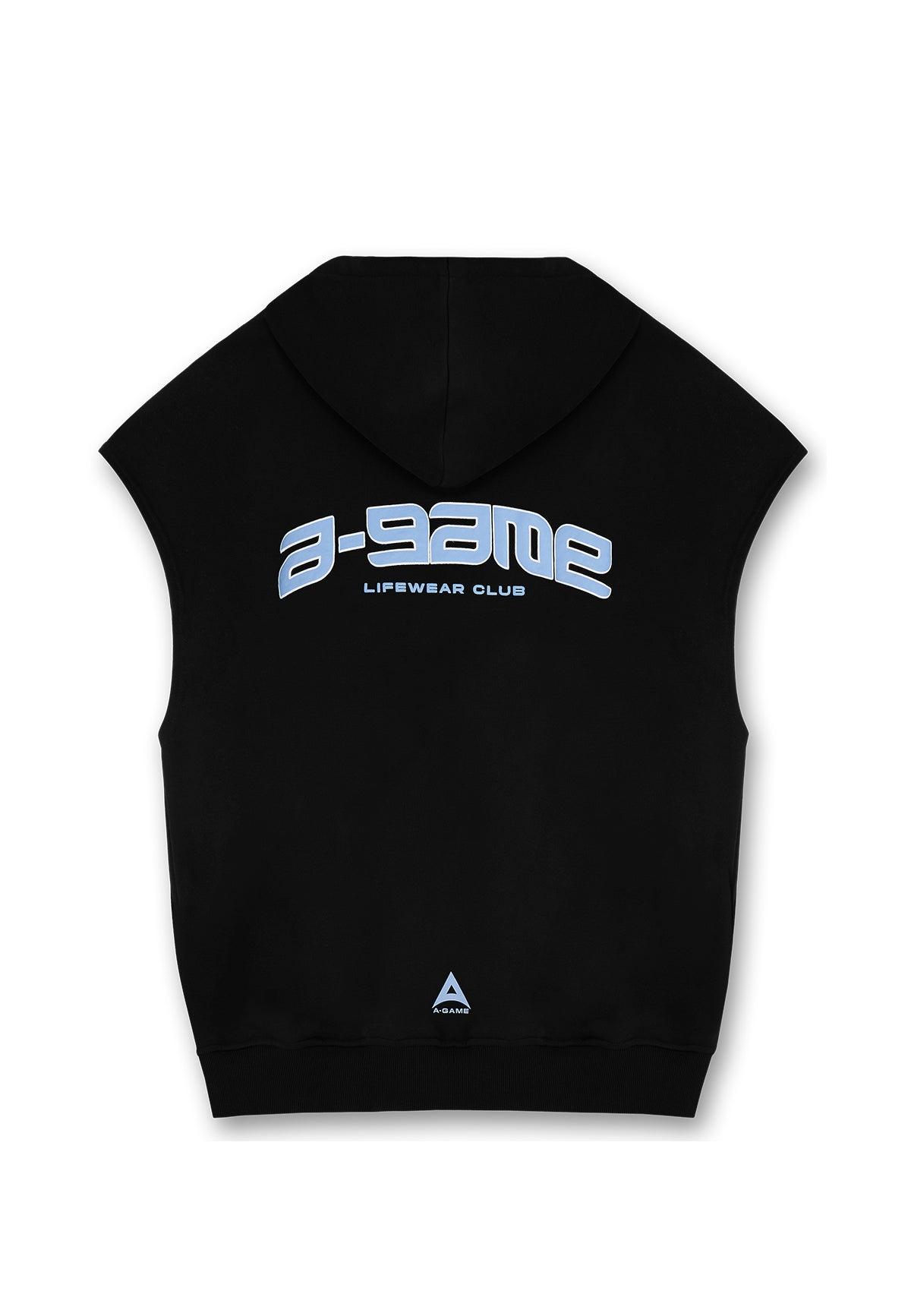 Felpa con cappuccio corta senza maniche con logo A-Game Rotate da donna - Nera