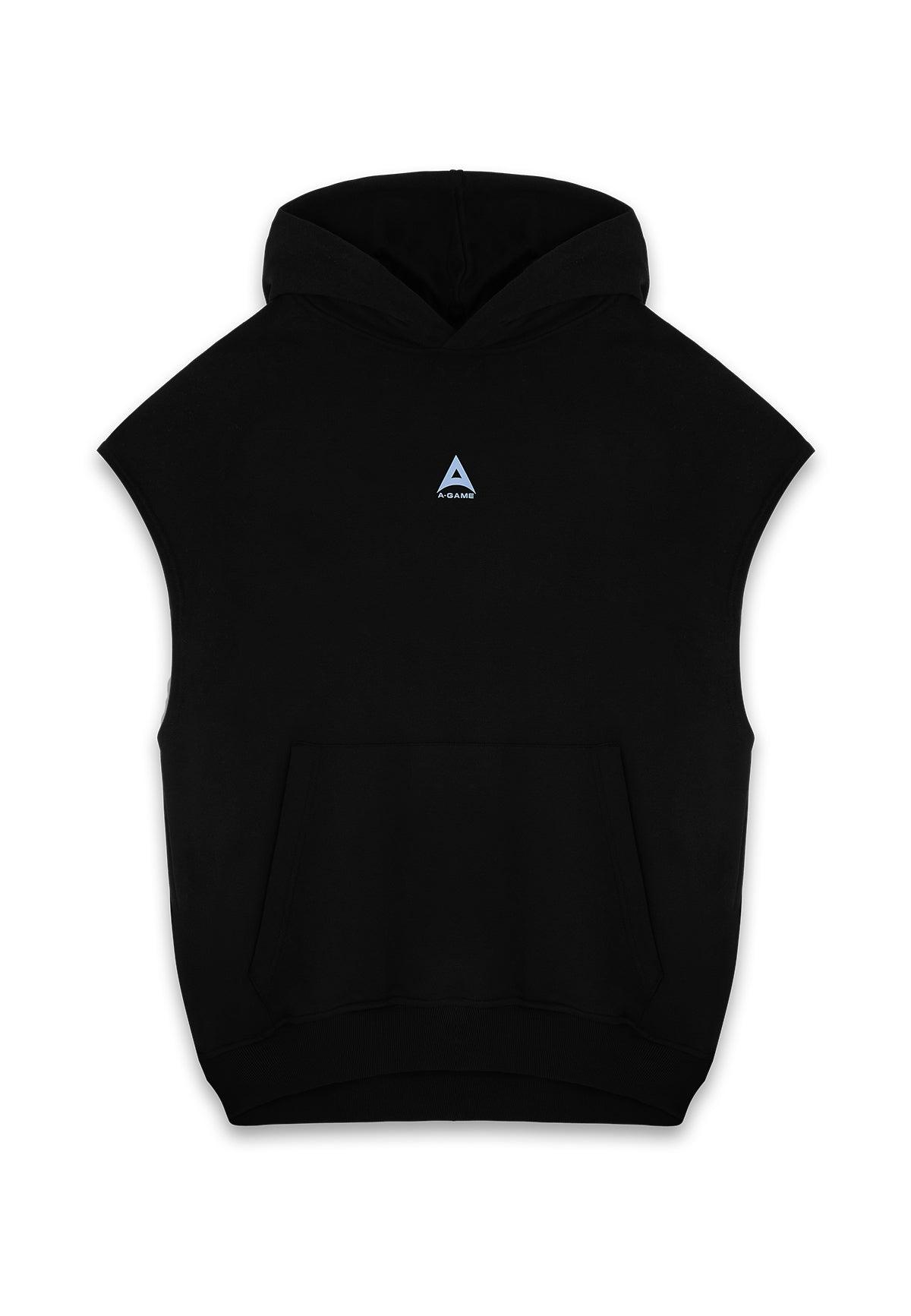 Felpa con cappuccio corta senza maniche con logo A-Game Rotate da donna - Nera