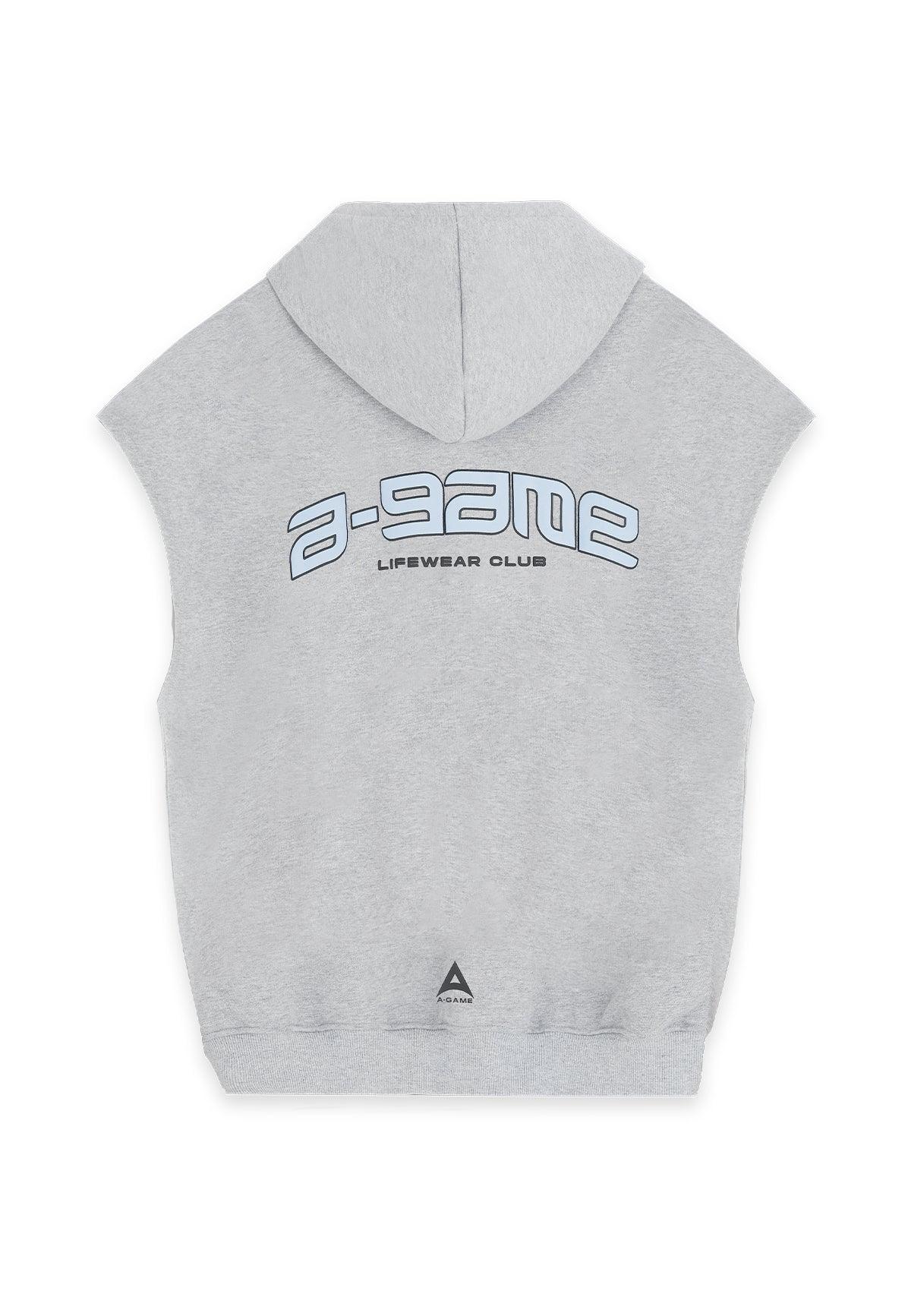 SWEAT À CAPUCHE COURT SANS MANCHES A-GAME ROTATE LOGO POUR FEMME - GRIS CHINE