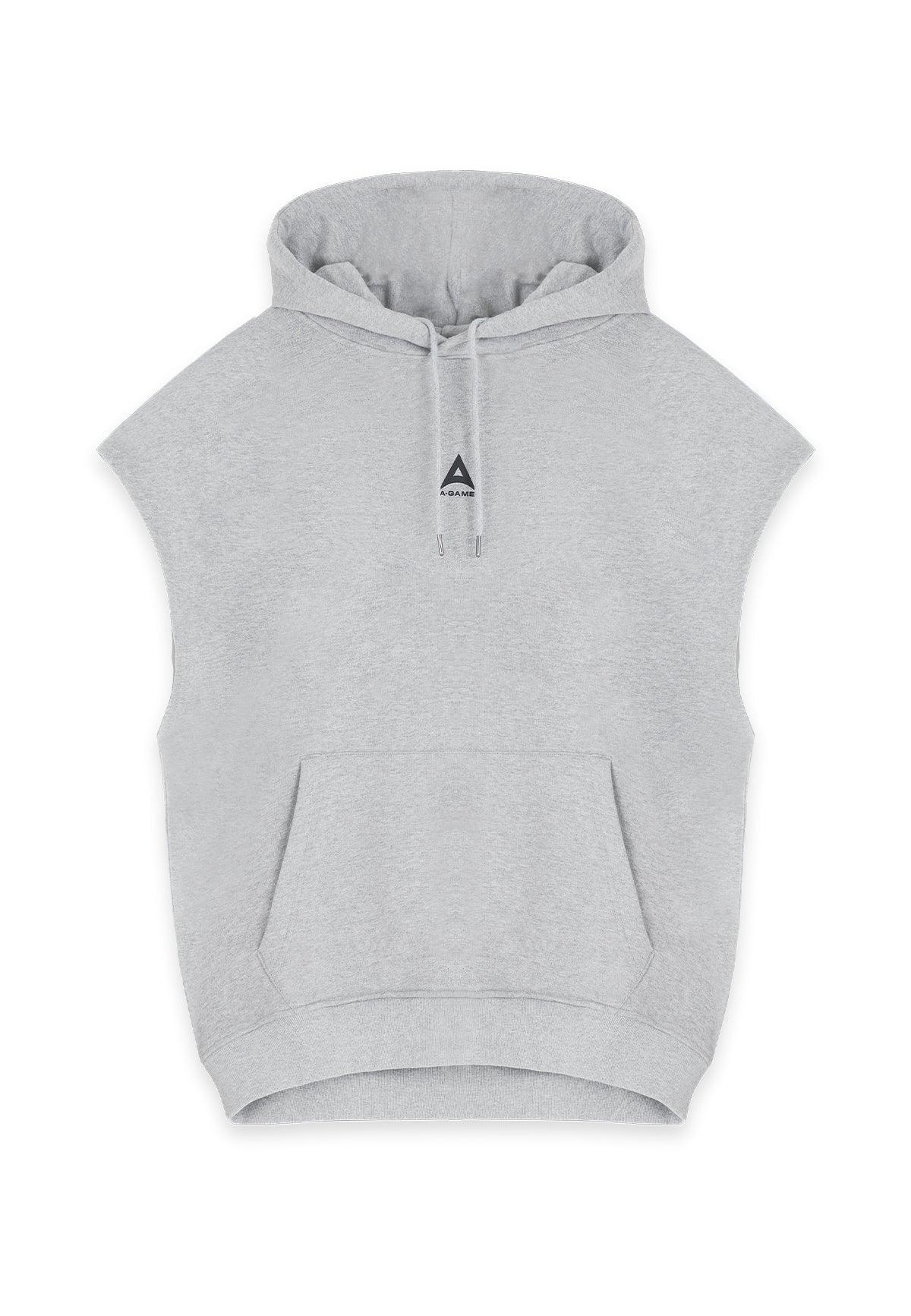 SWEAT À CAPUCHE COURT SANS MANCHES A-GAME ROTATE LOGO POUR FEMME - GRIS CHINE