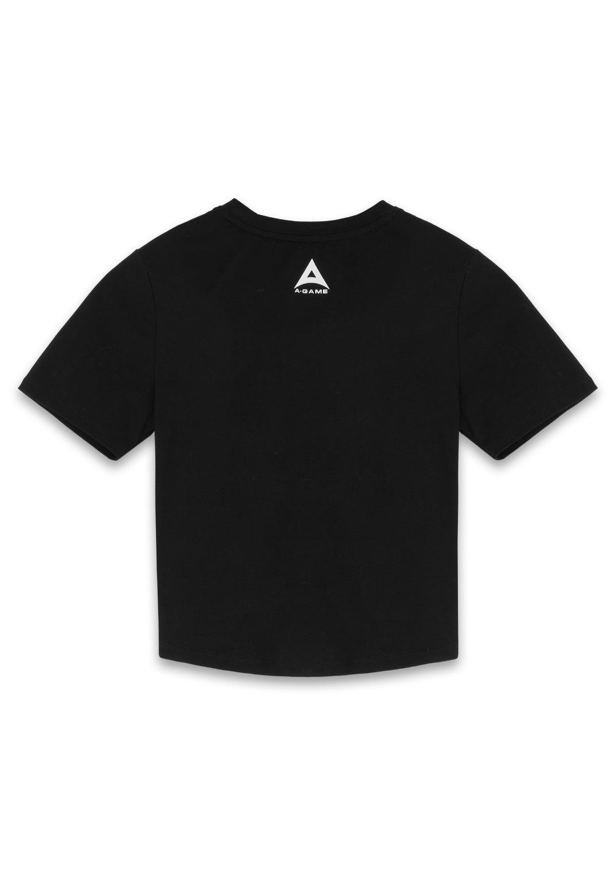 T-shirt aderente con logo A-Game Rotate da donna - Nera