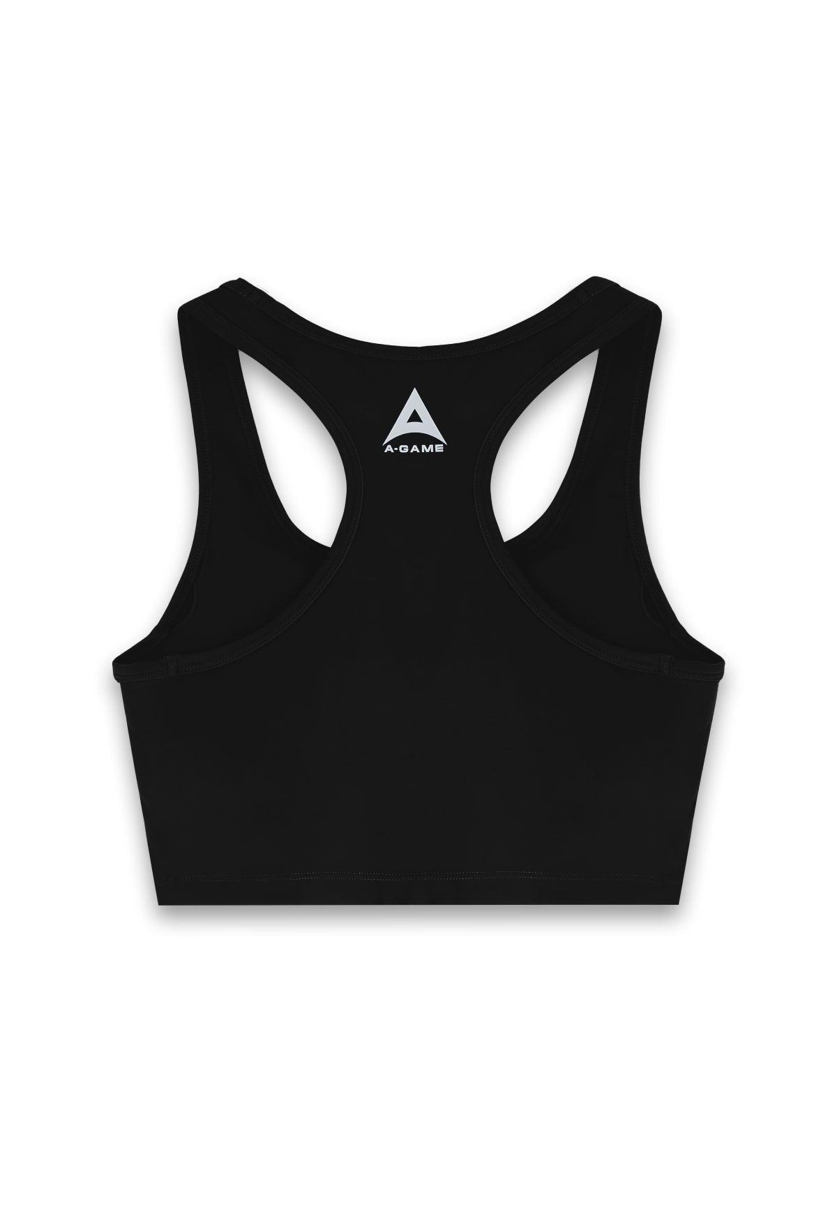 Reggiseno sportivo da donna A-Game con collo quadrato - Nero