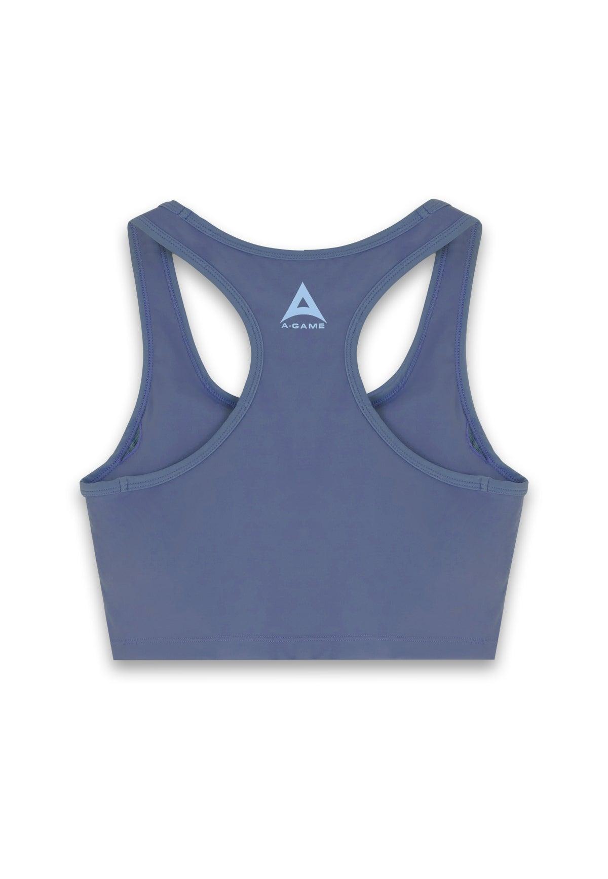 Reggiseno sportivo da donna A-Game con collo quadrato - Blu
