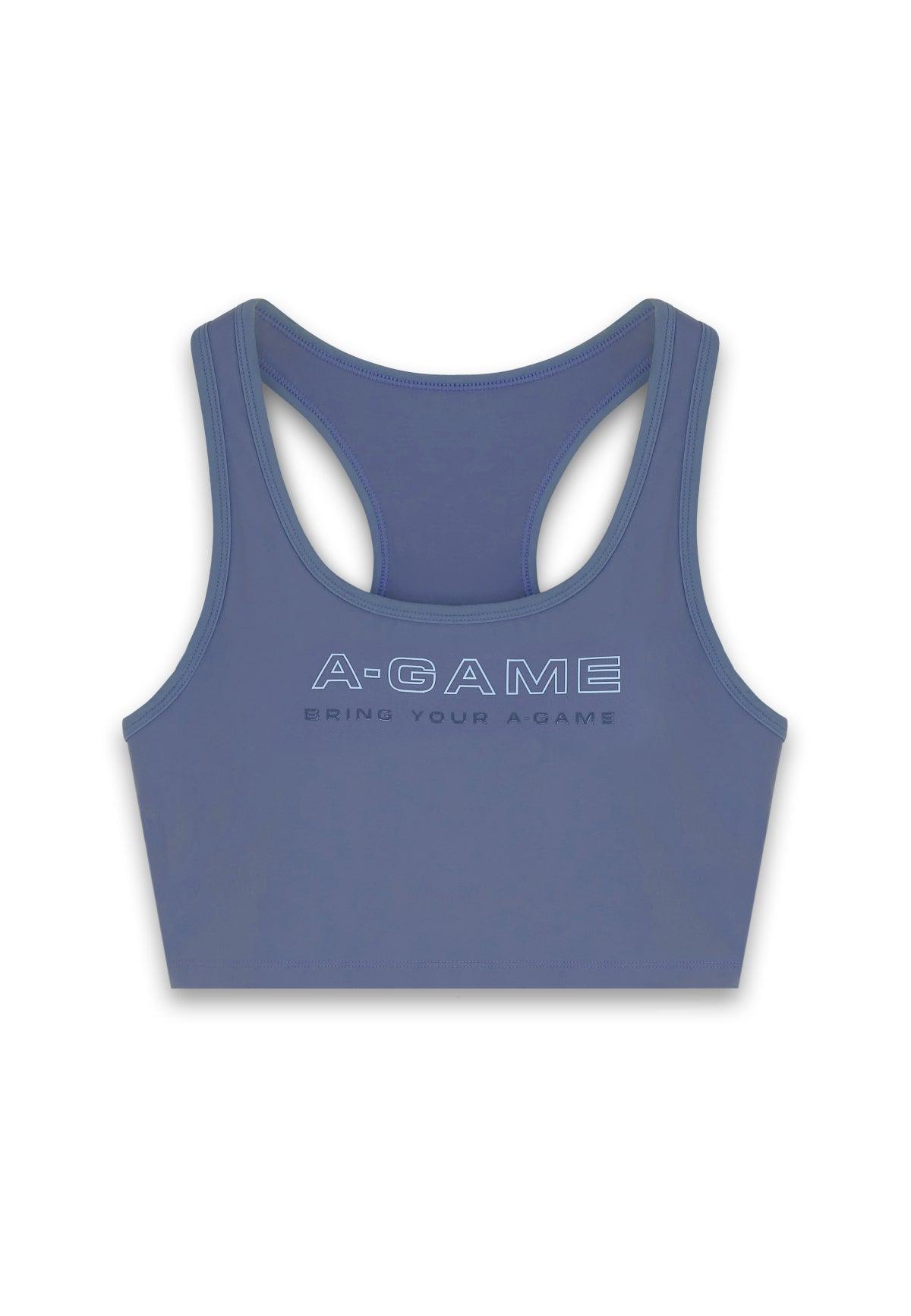 Reggiseno sportivo da donna A-Game con collo quadrato - Blu