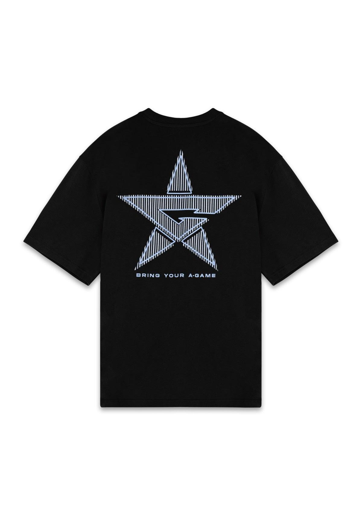 T-shirt rilassata con grafica A-Game Star da donna - Nera