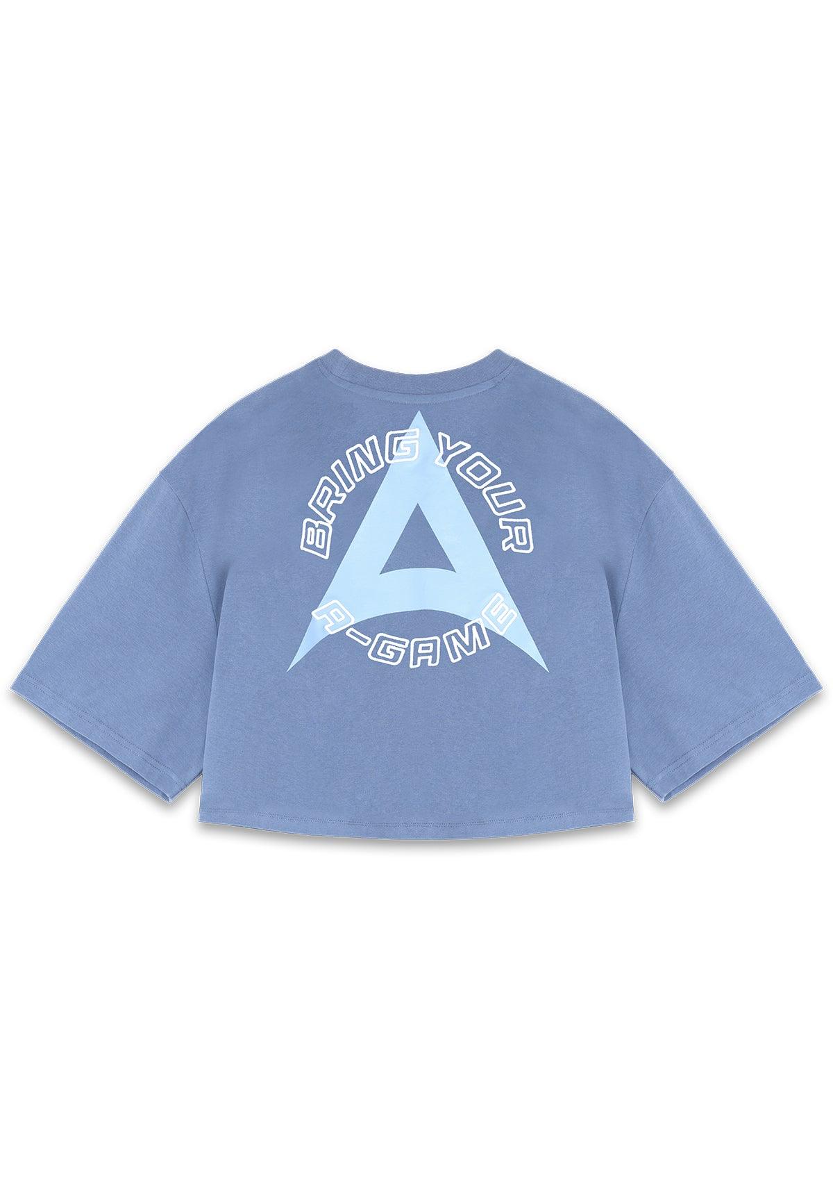 T-SHIRT COURT DÉCONTRACTÉ APPORTEZ VOTRE A-GAME POUR FEMMES - BLEU ÉLÉMENTAIRE