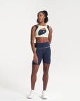 WOMENS A-GAME LAYERED SPORTS BRAS - NAVY/LIME