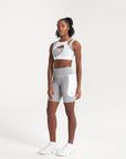 WOMENS A-GAME LAYERED SPORTS BRAS - WHITE/GREY