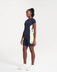 WOMENS A-GAME SHORT SLEEVE TRAINING T-SHIRT - NAVY/LIME