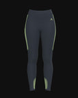 WOMENS A-GAME REFLECTIVE RUNNING LEGGINGS - NAVY/LIME